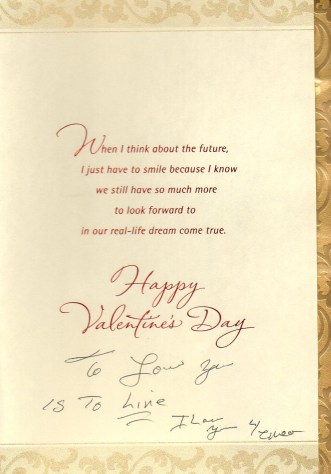 David's Valentine Card inside